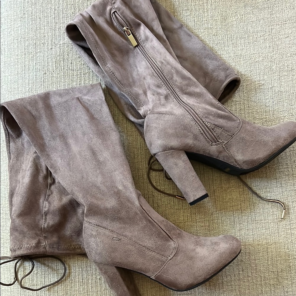 Taupe Suede over the knee Boots